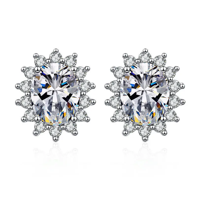 High-quality 925 Sterling Silver Crystal Fashion Circle Hoop Earrings for Woman Wedding Party Gift Street Versatile Jewelry