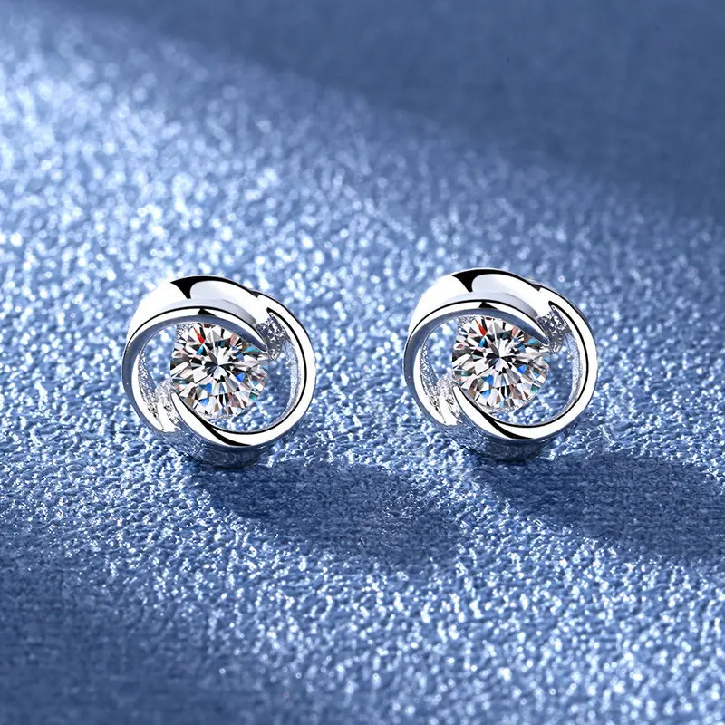 High-quality 925 Sterling Silver Crystal Fashion Circle Hoop Earrings for Woman Wedding Party Gift Street Versatile Jewelry
