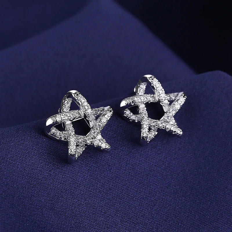 High-quality 925 Sterling Silver Crystal Fashion Circle Hoop Earrings for Woman Wedding Party Gift Street Versatile Jewelry