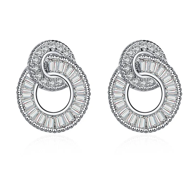 High-quality 925 Sterling Silver Crystal Fashion Circle Hoop Earrings for Woman Wedding Party Gift Street Versatile Jewelry