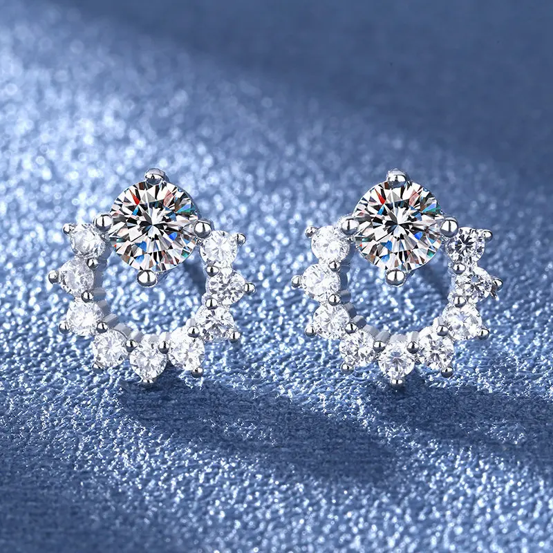 High-quality 925 Sterling Silver Crystal Fashion Circle Hoop Earrings for Woman Wedding Party Gift Street Versatile Jewelry