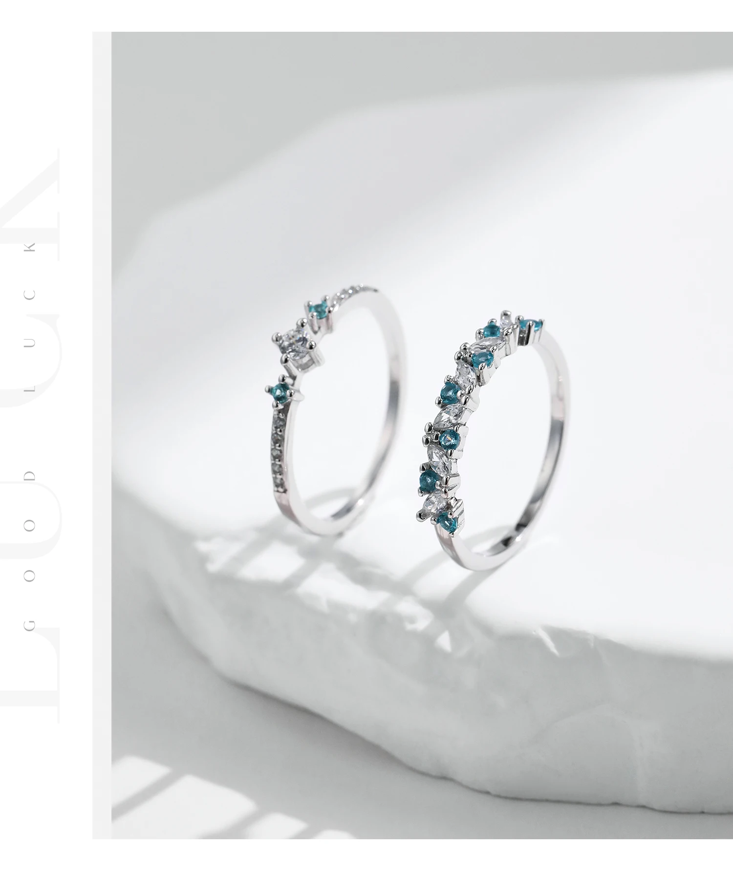 MODIAN 925 Sterling Silver Exquisite Eternity Band Paraiba Color CZ Ring Mint Green Stackable Rings For Women Fine Jewelry