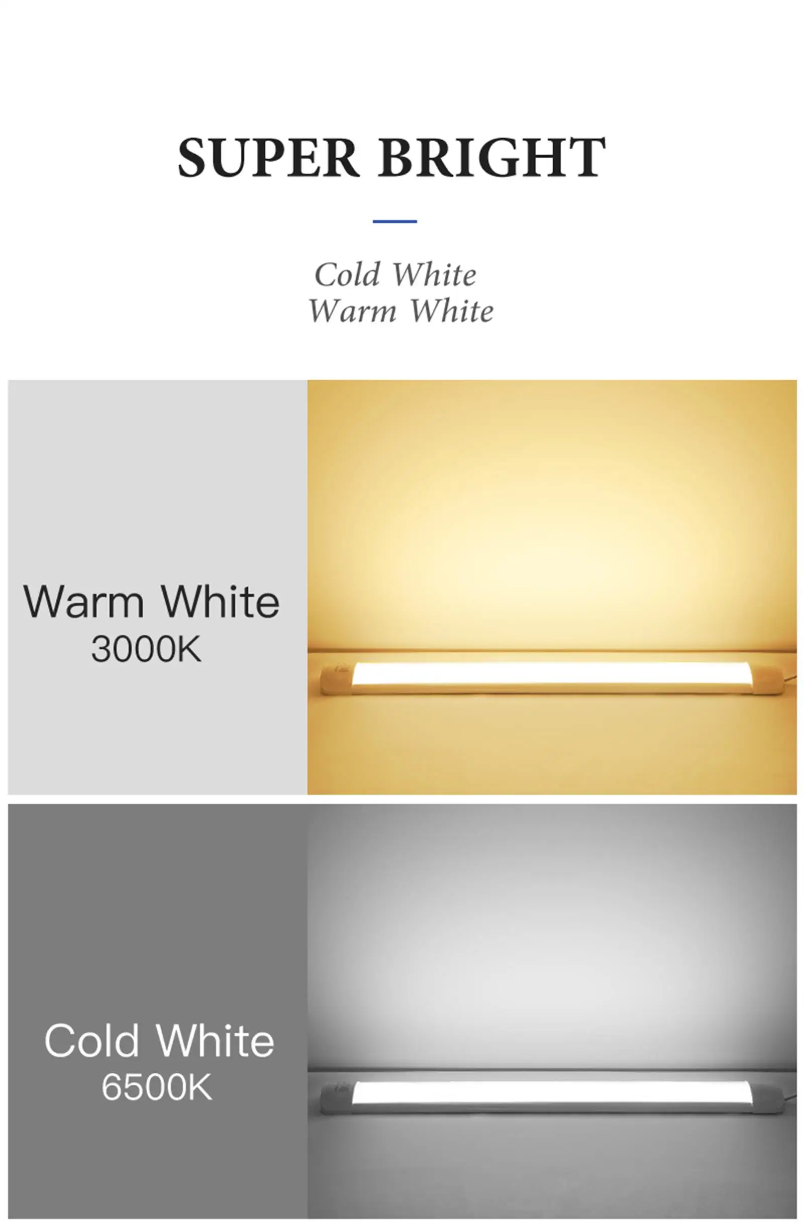 1.2M LED Tube Bar Fixture Super Bright 100W Utility LED Light Shop Store Light Ceiling Under Cabinet Light Garage
