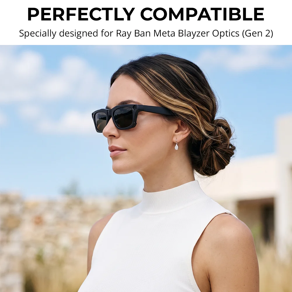 HIBLOKS Clip For Ray-Ban Meta Blayzer RW7001 50-19 Standard Smart Glasses Accessories Matte Polarized Clip Sunglasses Lenses