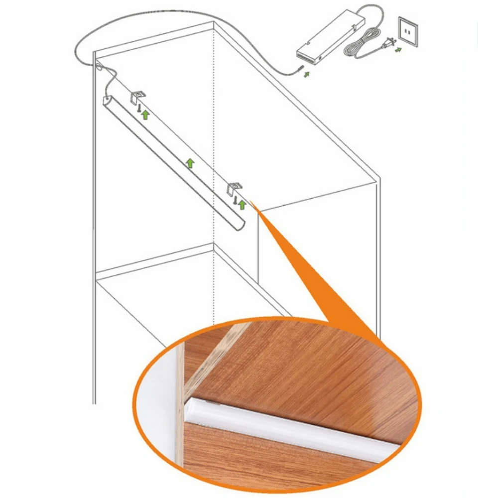 12V LED Cabinet Lamp Aluminum 30cm 40cm 50cm LED Bar Cabinet Light White Warm Natural Kitchen Bedroom Closet Bedside Night Light