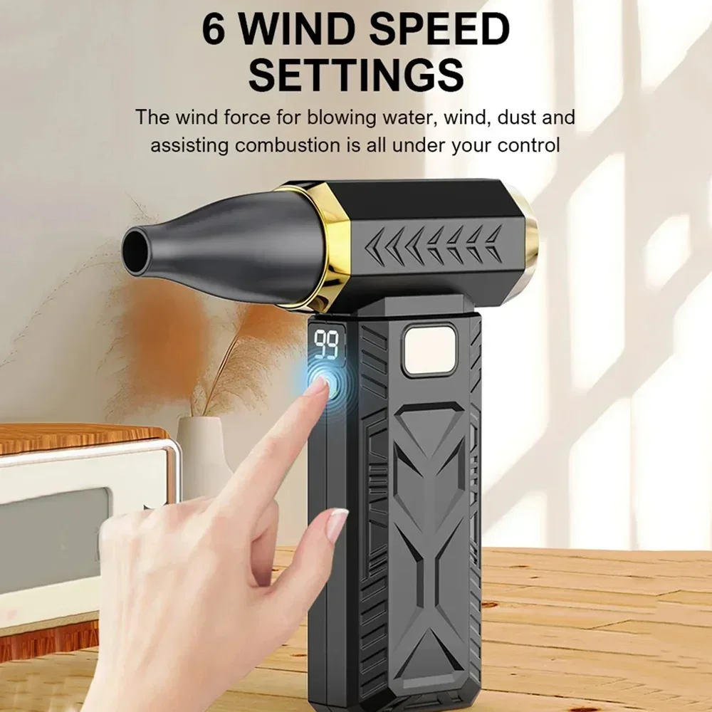 Upgraded 400000RPM Jet Fan M18 Brushless Blower - Powerful Portable Electric Dust Cleaner with Type-C Charging, 53m/s Turbo Fan
