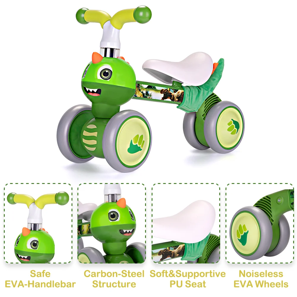 Baby Balance Bike 1 2 3 Years Old Boys Girls Toddler Ride on Toys for 1 Year Old Baby Trike Garden Toys 1st Birthday Gift for Girls Boys Bike Walker No Pedals (Dinosaur) No Pedal Trike and Walker for Kids. Safe Garden Play Activity and First Birthday Gift