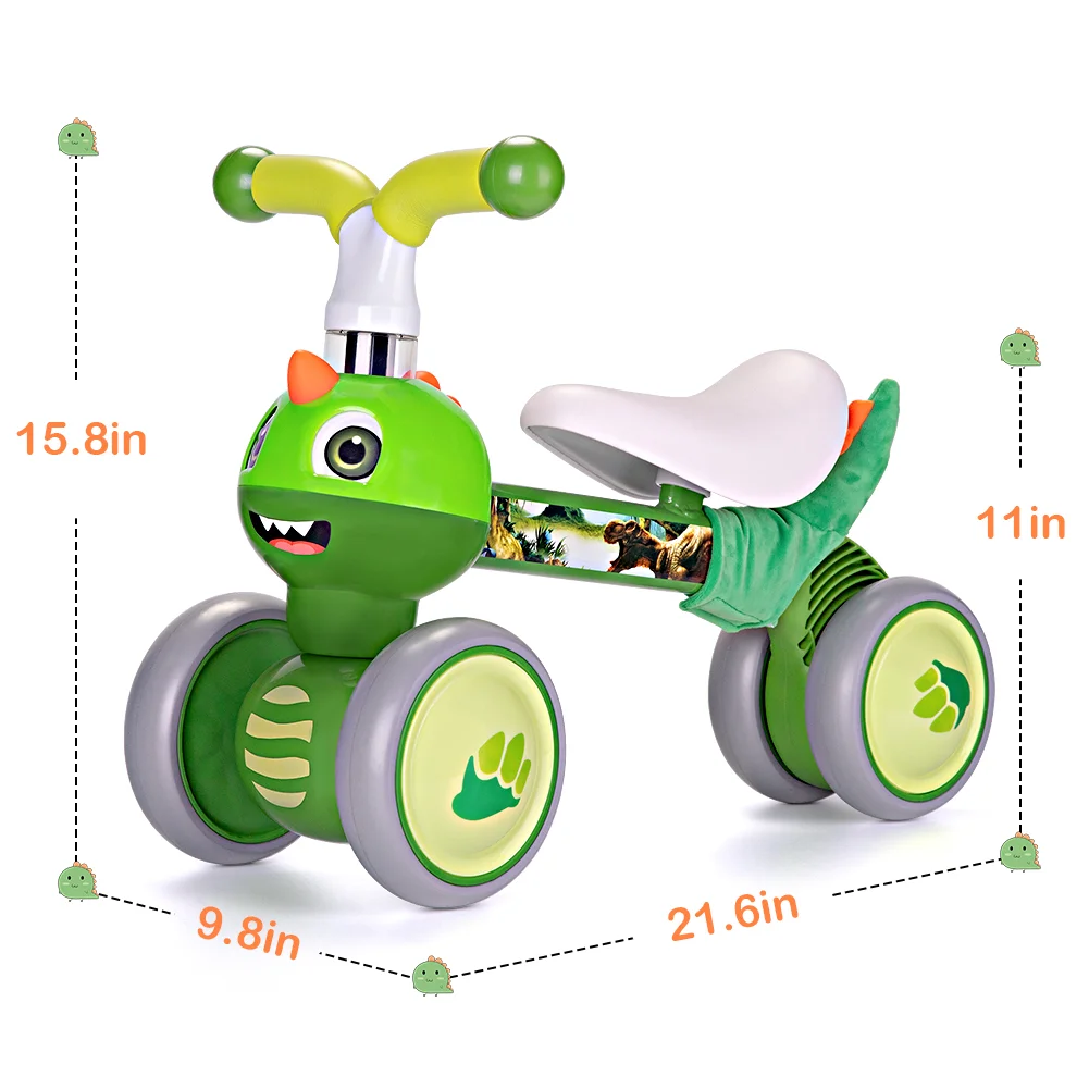 Baby Balance Bike 1 2 3 Years Old Boys Girls Toddler Ride on Toys for 1 Year Old Baby Trike Garden Toys 1st Birthday Gift for Girls Boys Bike Walker No Pedals (Dinosaur) No Pedal Trike and Walker for Kids. Safe Garden Play Activity and First Birthday Gift