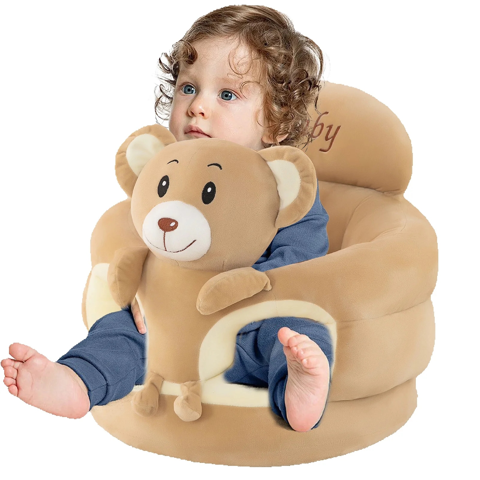 Baby Floor Seat, Animal Shaped Plush Infant Learning Sofa Chair, Anti-Slip Support Seat for Baby Learning to Sit Up, Great Gift for Newborn Boys Girls