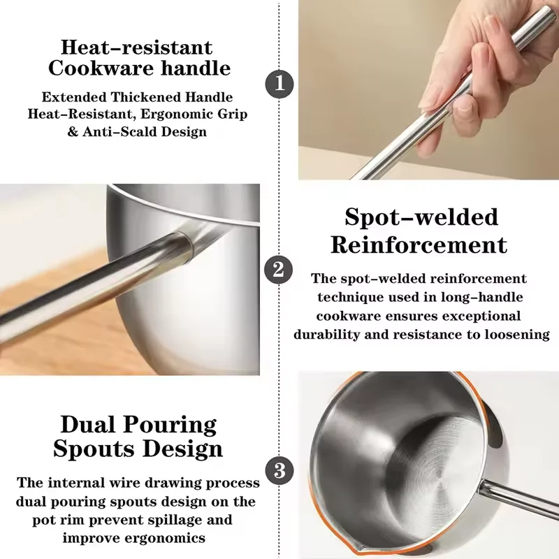 Stainless Steel Hot Oil Spoon With Extended Handle Anti-Burning And Anti-Splashing Small Pot For Oil Pouring Kitchen Tool