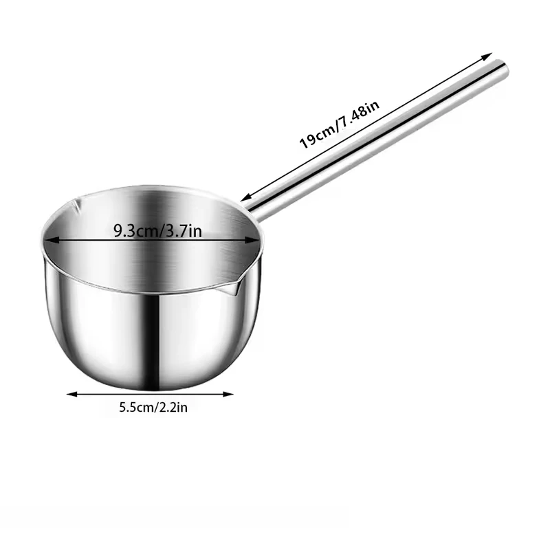Stainless Steel Hot Oil Spoon With Extended Handle Anti-Burning And Anti-Splashing Small Pot For Oil Pouring Kitchen Tool
