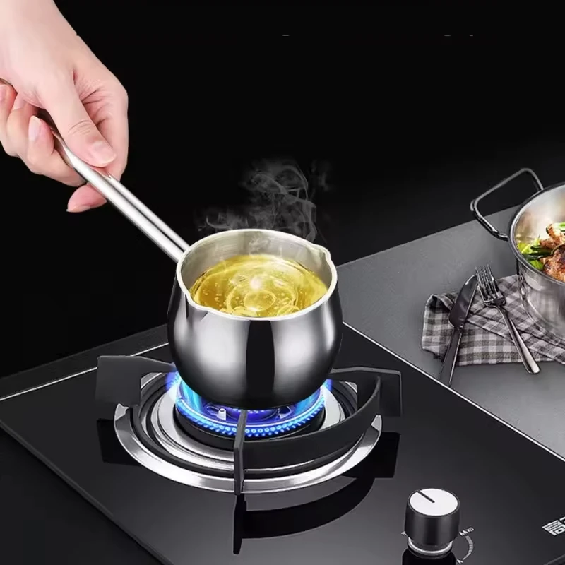 Stainless Steel Hot Oil Spoon With Extended Handle Anti-Burning And Anti-Splashing Small Pot For Oil Pouring Kitchen Tool