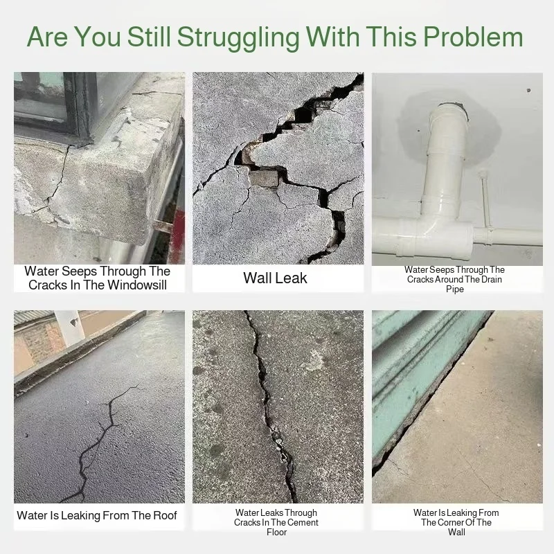 Waterproof Adhesive Leak Repair Concrete Crack Filler - Quick Setting High Strength Sealant for Roof Wall Floor Pool Leakage Fix