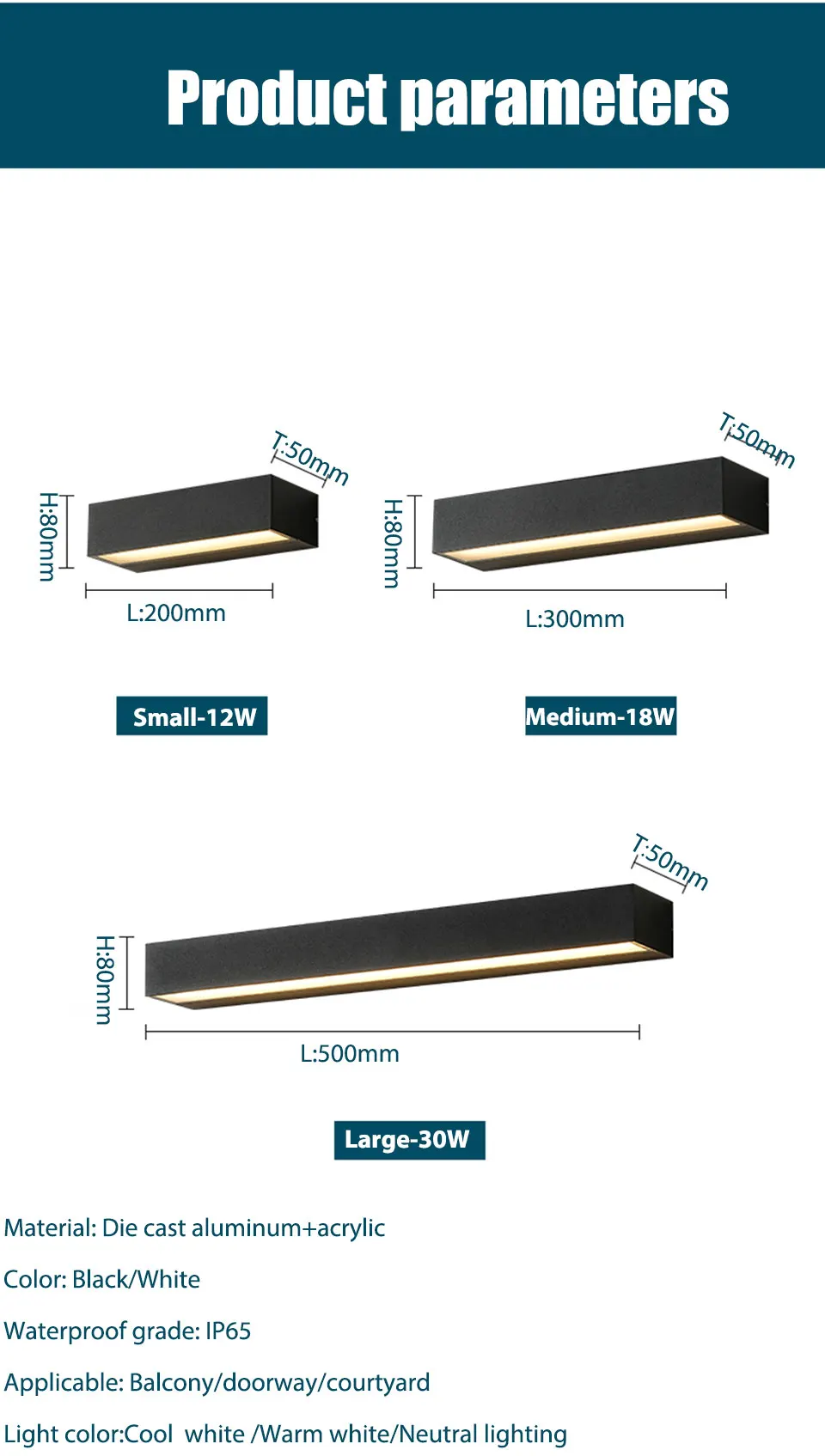 LED Outdoor Porch Wall Sconces Aluminum Exterior Wall Light Fixtures IP65 Waterproof Lamp for House Patio Doorway Garage Decorat