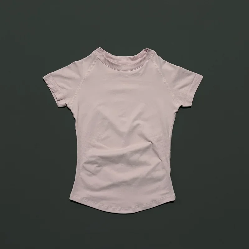 HISTELLO Sports Short Sleeve Top Women Gym Yoga Top Workout Clothes Sports T Shirt Fitness Activewear Running Tight Tops
