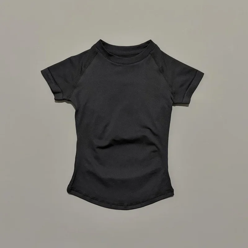 HISTELLO Sports Short Sleeve Top Women Gym Yoga Top Workout Clothes Sports T Shirt Fitness Activewear Running Tight Tops
