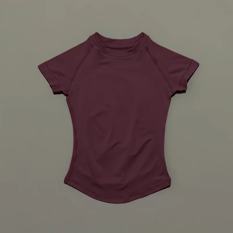 HISTELLO Sports Short Sleeve Top Women Gym Yoga Top Workout Clothes Sports T Shirt Fitness Activewear Running Tight Tops