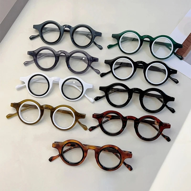 0+0.5+0.75+1.25+1.75+2.25…Transparent Round Reading Glasses Anti Blue Light Eyeglass Lenses Solid Color High Quality