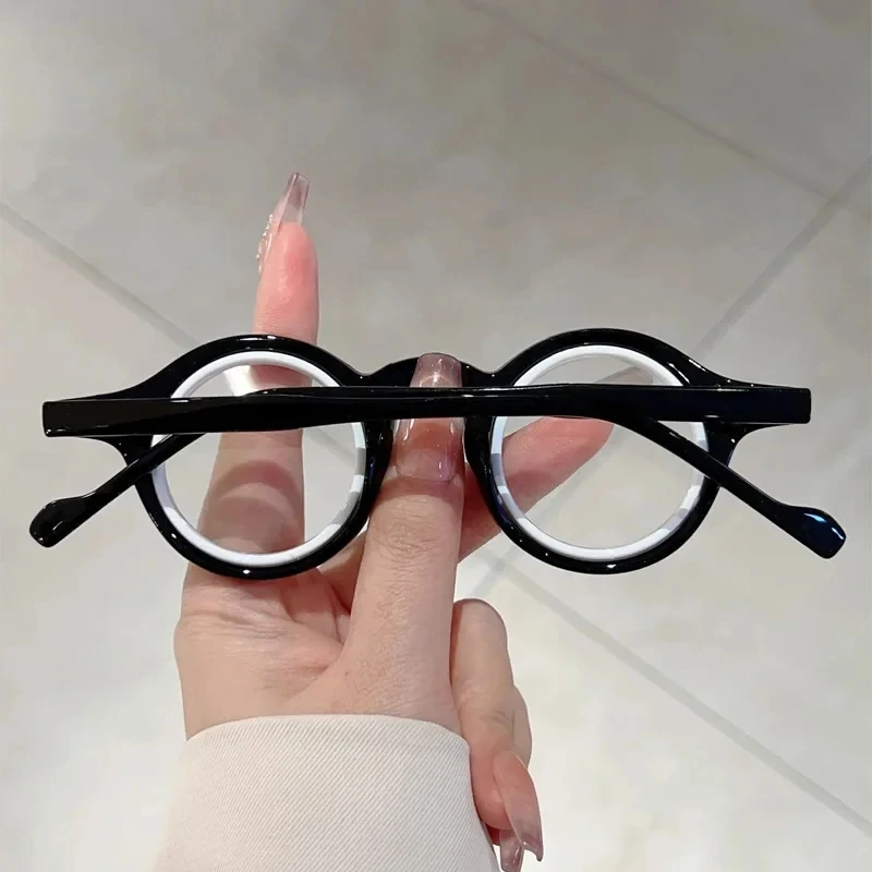 0+0.5+0.75+1.25+1.75+2.25…Transparent Round Reading Glasses Anti Blue Light Eyeglass Lenses Solid Color High Quality
