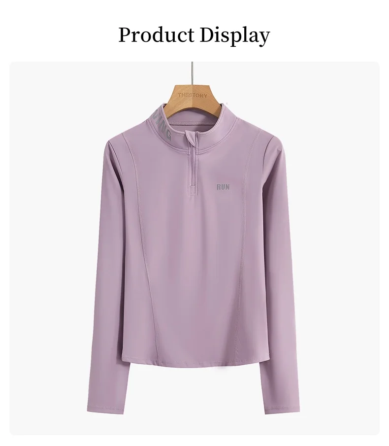 DRUR Women Lightweight Yoga Tops Long Sleeve Quick Dry Running Fitness Jacket Stand Collar Outdoor Sports Half Zipper Cardigan