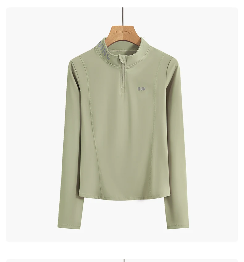 DRUR Women Lightweight Yoga Tops Long Sleeve Quick Dry Running Fitness Jacket Stand Collar Outdoor Sports Half Zipper Cardigan