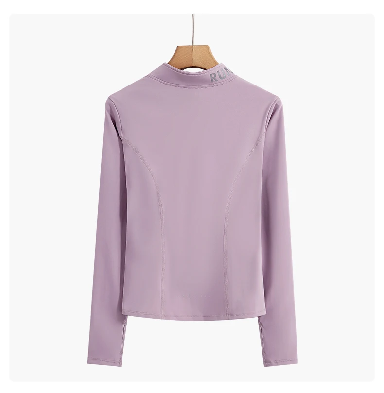 DRUR Women Lightweight Yoga Tops Long Sleeve Quick Dry Running Fitness Jacket Stand Collar Outdoor Sports Half Zipper Cardigan