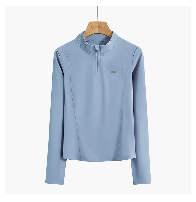 DRUR Women Lightweight Yoga Tops Long Sleeve Quick Dry Running Fitness Jacket Stand Collar Outdoor Sports Half Zipper Cardigan
