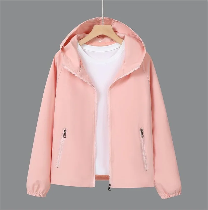 Thin Trench Coat Women Spring Autumn New Double Hooded Windbreaker Wind-Proof Waterproof Sports Outwear Female Fashion Joker Top