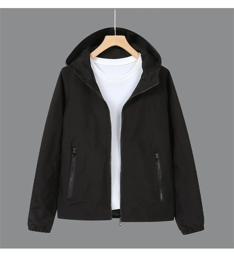 Thin Trench Coat Women Spring Autumn New Double Hooded Windbreaker Wind-Proof Waterproof Sports Outwear Female Fashion Joker Top