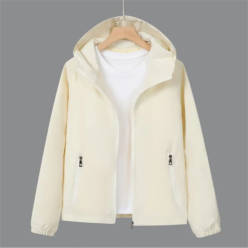 Thin Trench Coat Women Spring Autumn New Double Hooded Windbreaker Wind-Proof Waterproof Sports Outwear Female Fashion Joker Top
