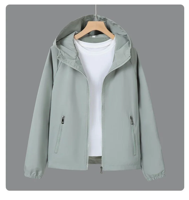 Thin Trench Coat Women Spring Autumn New Double Hooded Windbreaker Wind-Proof Waterproof Sports Outwear Female Fashion Joker Top