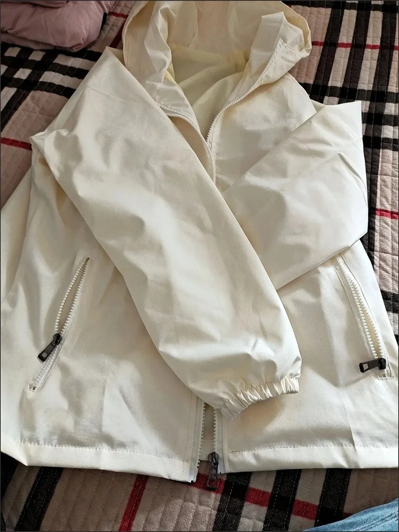 Thin Trench Coat Women Spring Autumn New Double Hooded Windbreaker Wind-Proof Waterproof Sports Outwear Female Fashion Joker Top