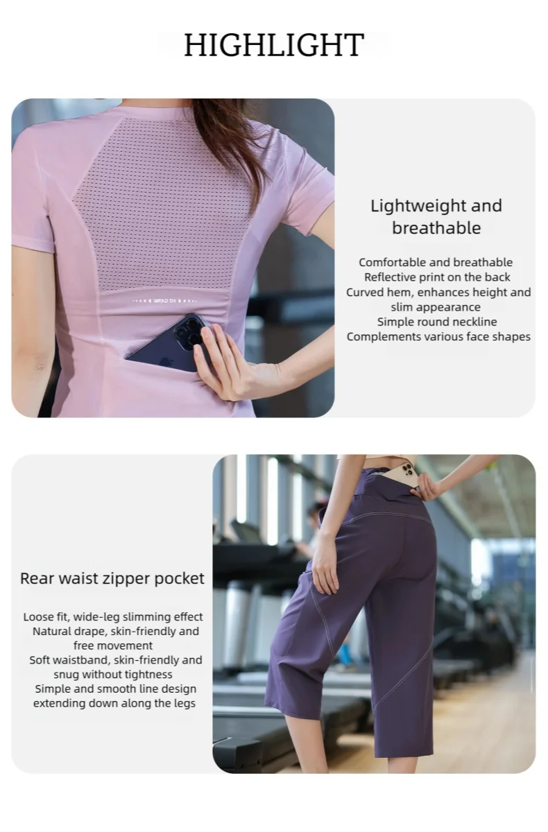 DRUR Loose Fit Summer Yoga Set Women 2 Piece Lightweight Breathable Sport Shirts Sweatpants Suit 2pcs Sportswear Outfit Yogawear