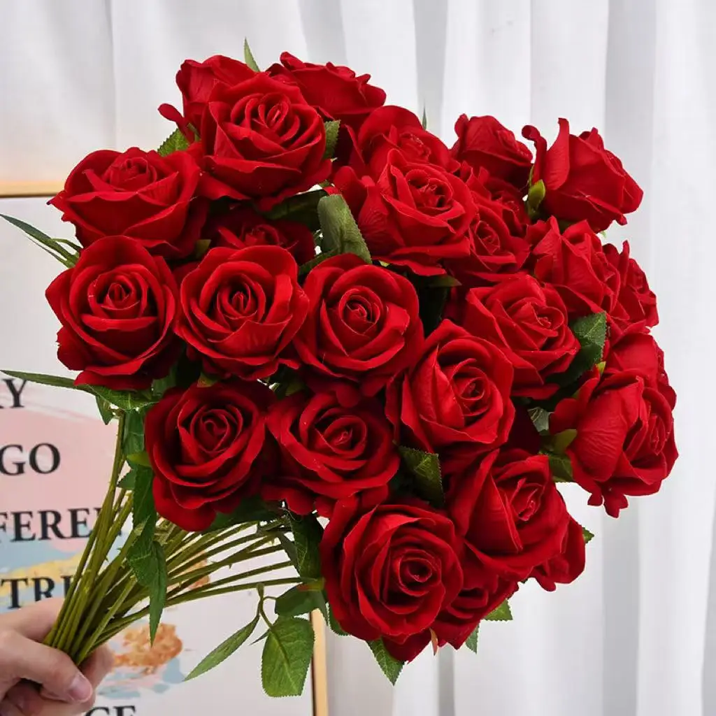 1/5/10/20pcs Roses Artificial Flowers Rose Flower Branch Artificial Red Roses Realistic Fake Rose for Wedding Home Decor