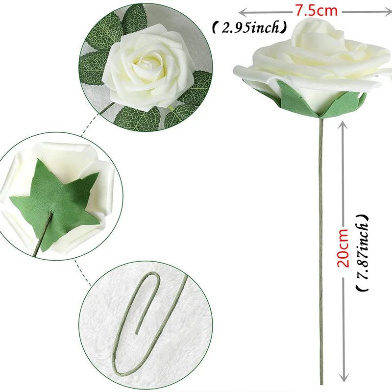 10~100pcs Rose Artificial Flowers Foam Fake Roses Wedding Bouquets Centerpieces Mothers Day Valentines Gifts Party Decoration
