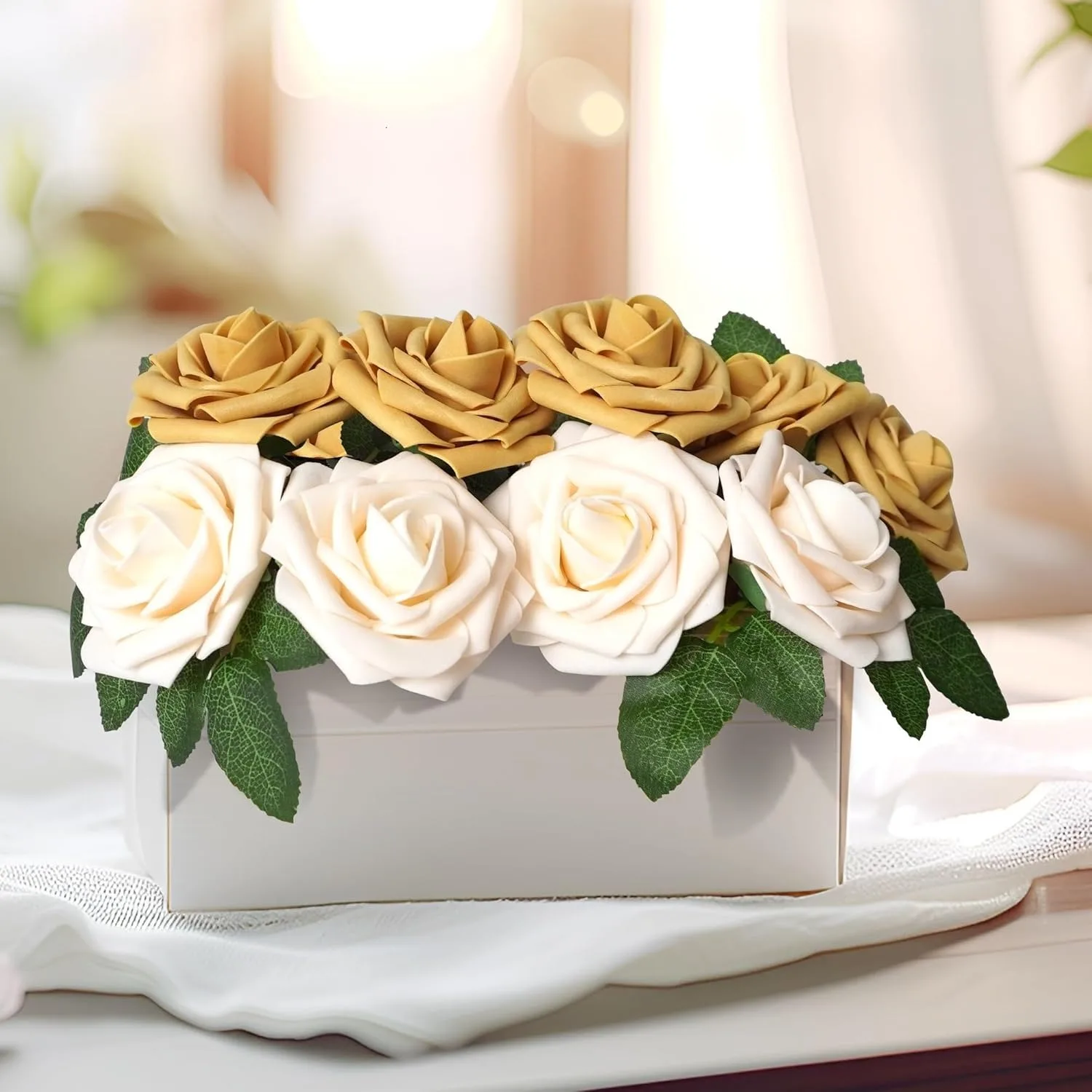 10~100pcs Rose Artificial Flowers Foam Fake Roses Wedding Bouquets Centerpieces Mothers Day Valentines Gifts Party Decoration