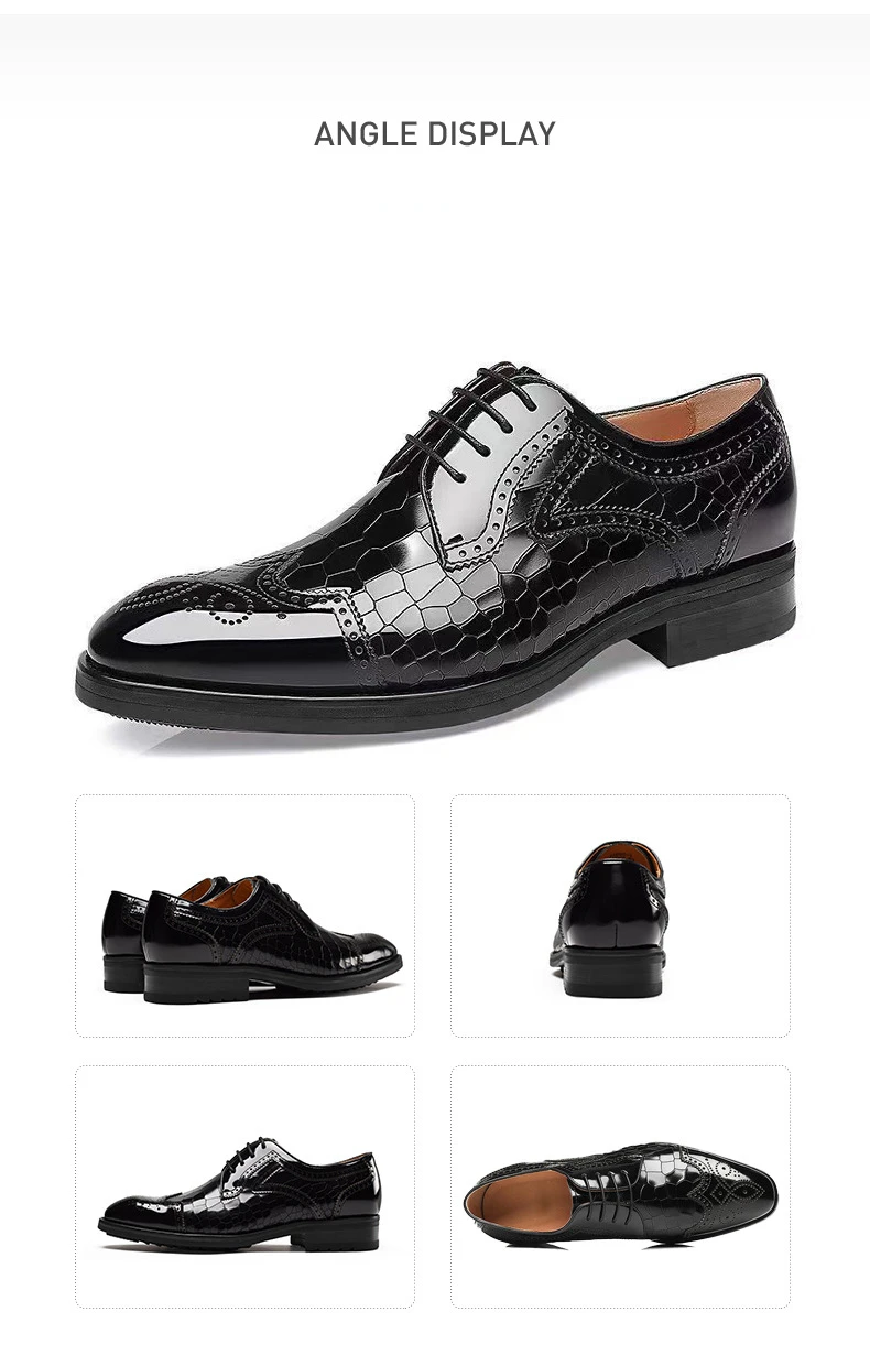 Fashion Men Oxfords Shoes High Quality Pointed Wedding Shoes for Men Luxury Brogue Dress Shoes Office Gentleman Man Flats 38-48