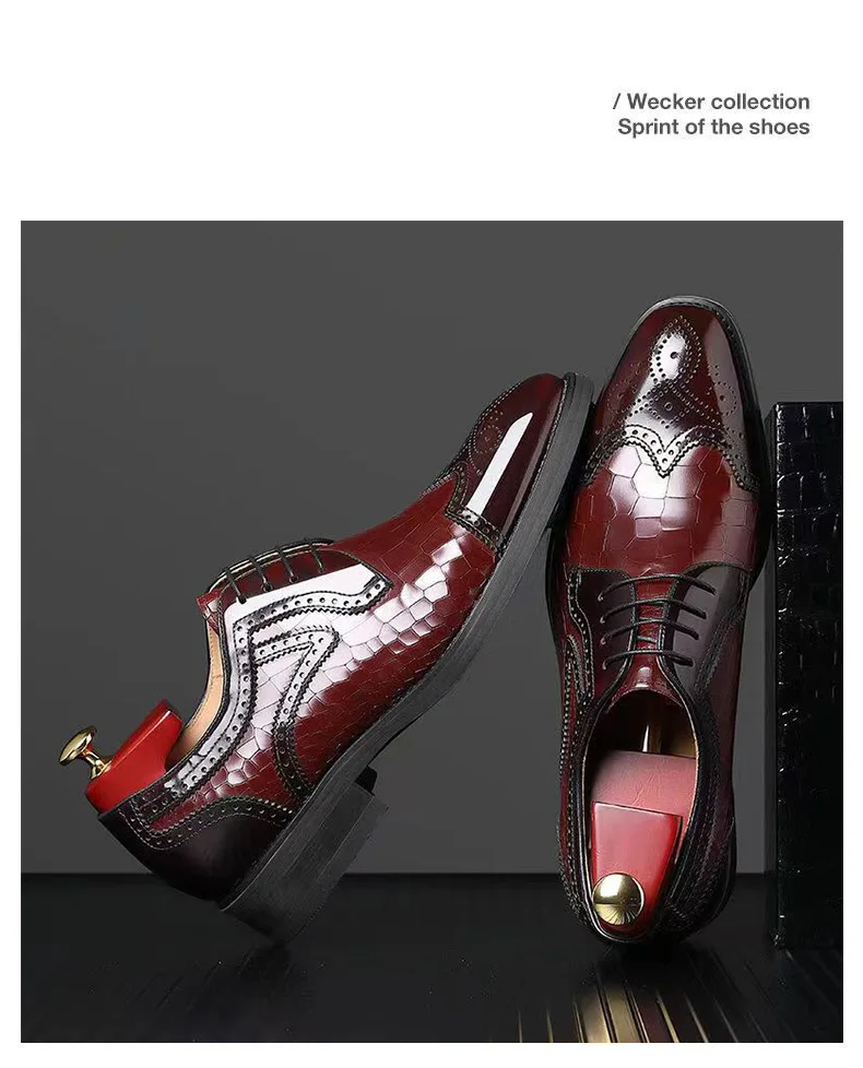 Fashion Men Oxfords Shoes High Quality Pointed Wedding Shoes for Men Luxury Brogue Dress Shoes Office Gentleman Man Flats 38-48