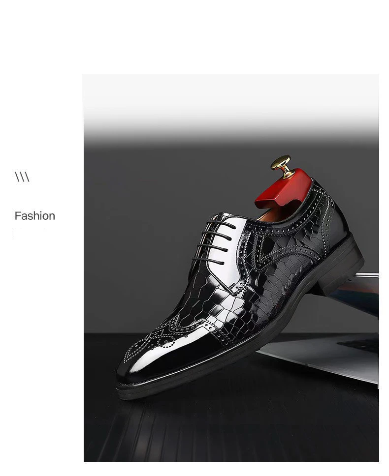 Fashion Men Oxfords Shoes High Quality Pointed Wedding Shoes for Men Luxury Brogue Dress Shoes Office Gentleman Man Flats 38-48