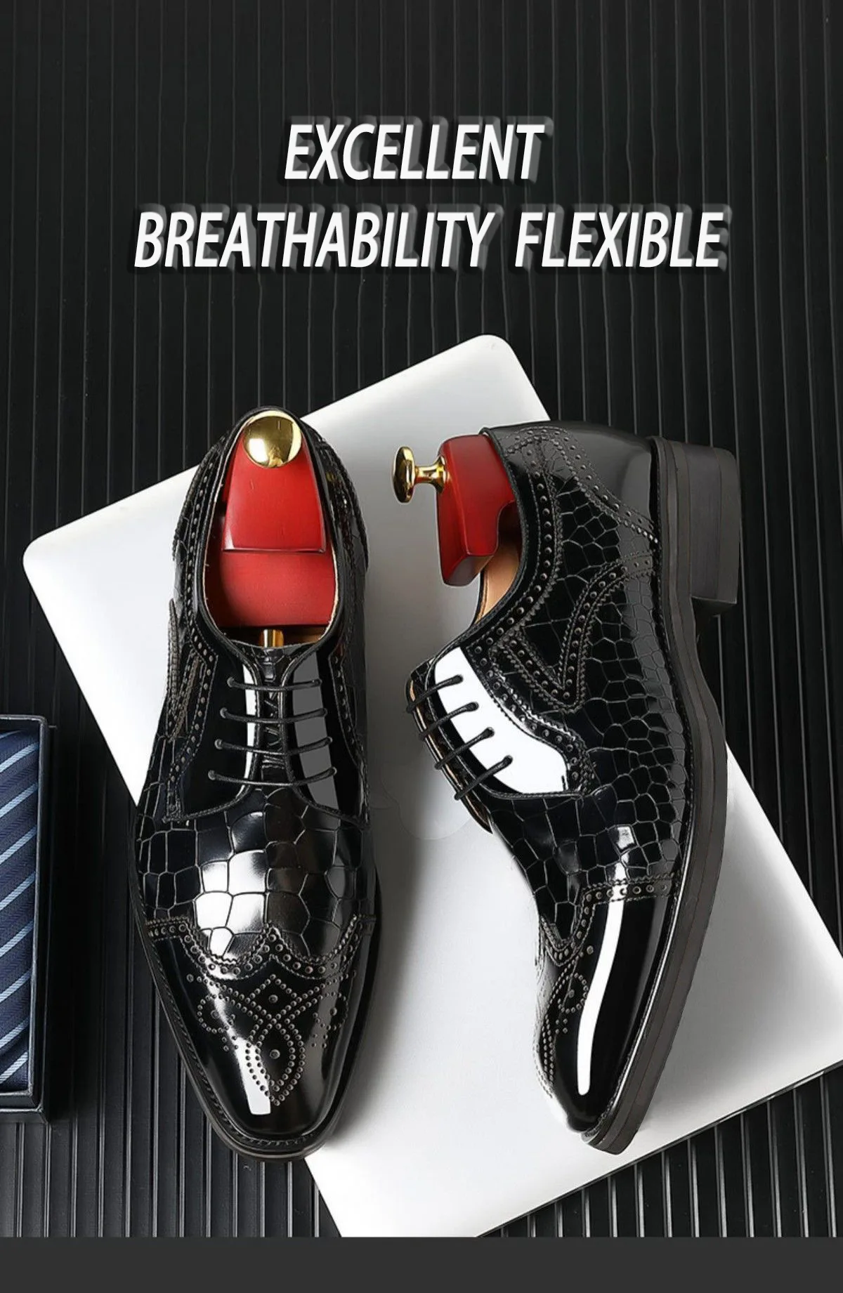 Fashion Men Oxfords Shoes High Quality Pointed Wedding Shoes for Men Luxury Brogue Dress Shoes Office Gentleman Man Flats 38-48
