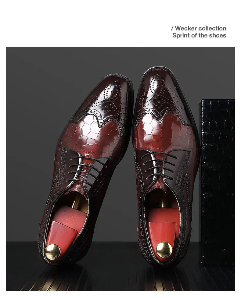 Fashion Men Oxfords Shoes High Quality Pointed Wedding Shoes for Men Luxury Brogue Dress Shoes Office Gentleman Man Flats 38-48