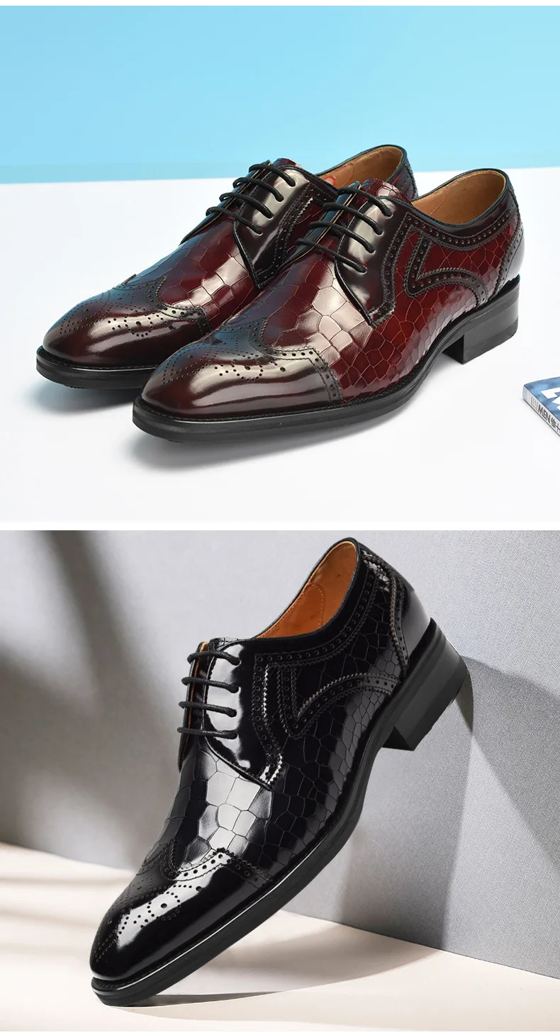 Fashion Men Oxfords Shoes High Quality Pointed Wedding Shoes for Men Luxury Brogue Dress Shoes Office Gentleman Man Flats 38-48