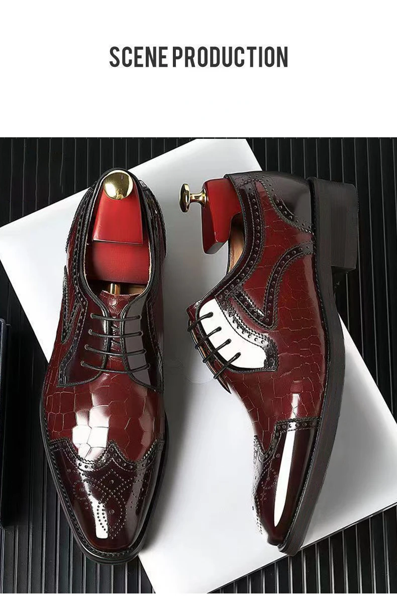 Fashion Men Oxfords Shoes High Quality Pointed Wedding Shoes for Men Luxury Brogue Dress Shoes Office Gentleman Man Flats 38-48