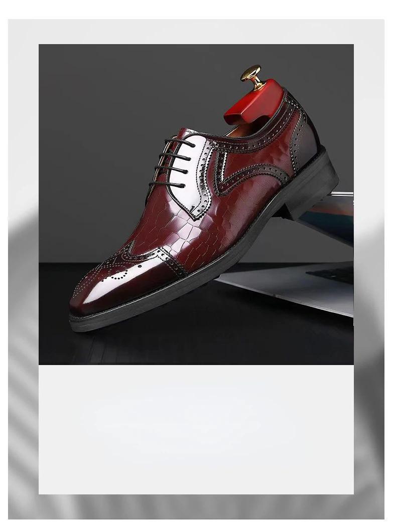 Fashion Men Oxfords Shoes High Quality Pointed Wedding Shoes for Men Luxury Brogue Dress Shoes Office Gentleman Man Flats 38-48