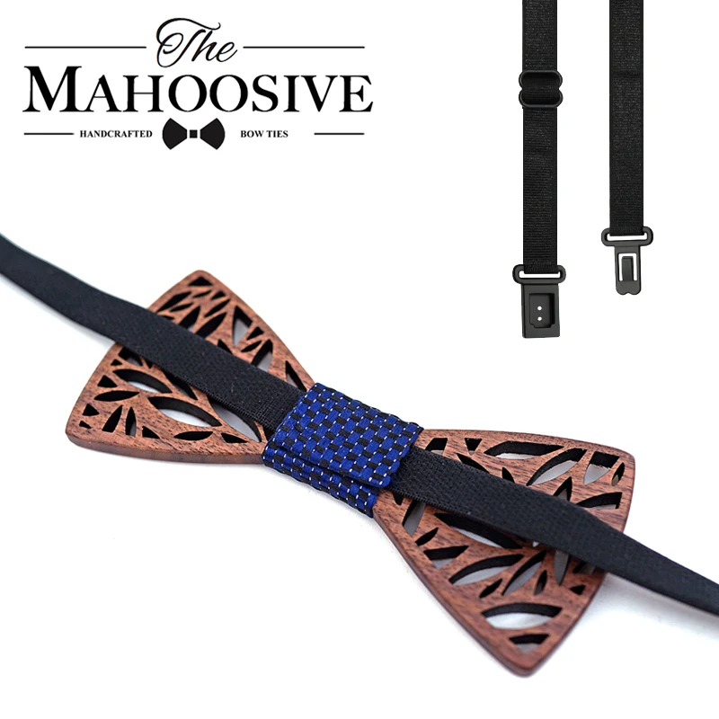Wooden Bow Tie Handerchief Set Wood Bowtie Cufflinks Floral Ties Lapel Flower Brooch Corbata Gravata Tie for Men Noeud Papillon