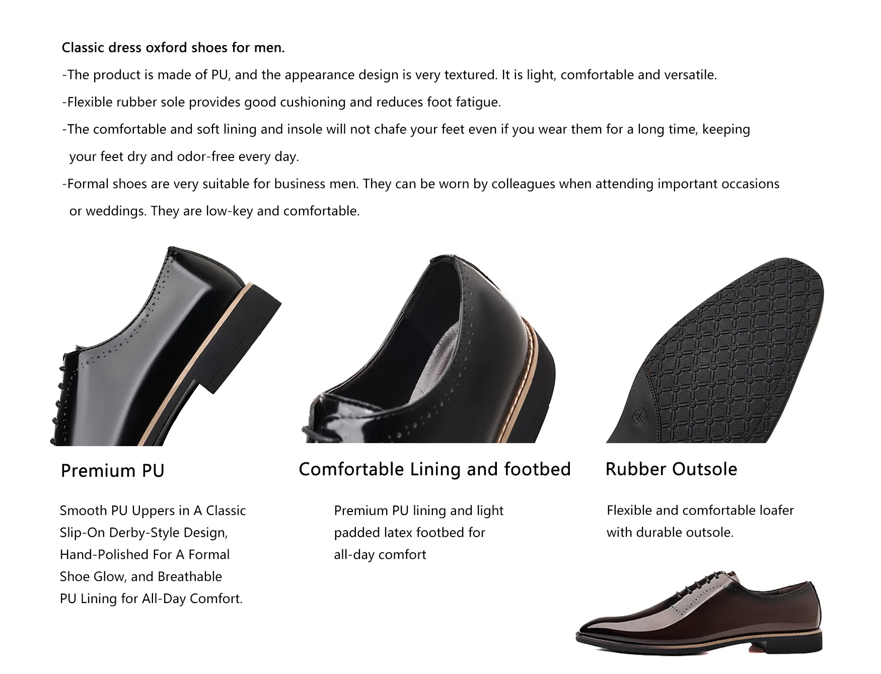 Luxury Men Oxford Shoes High Quality Patent Leather Men Shoes Comfortable Dress Wedding Party Shoes Classic Business Formal Shoe