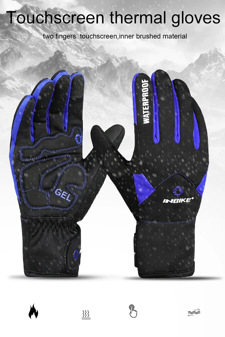 INBIKE Winter Cycling Gloves for Men Women Warm Fleece Biking Glove for Riding Bicycle Gloves Waterproof Touchscreen Accessories