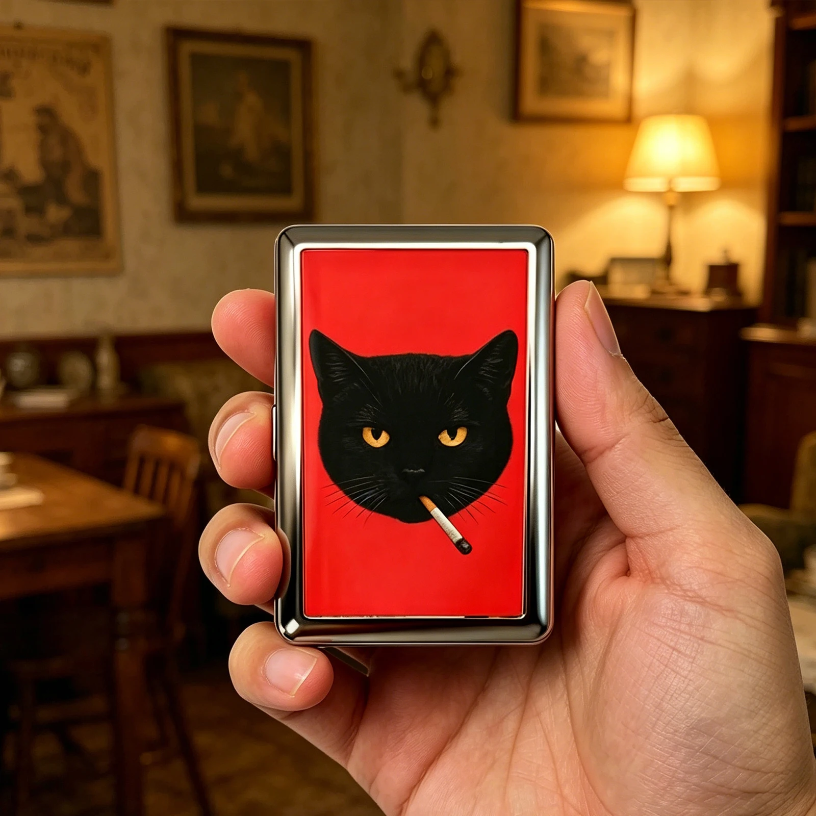 Vintage Style Metal Cigarette Carrying Case Art Deco Design Versatile Card & Cash Case Easy Snap Gift Idea for for Women and Men