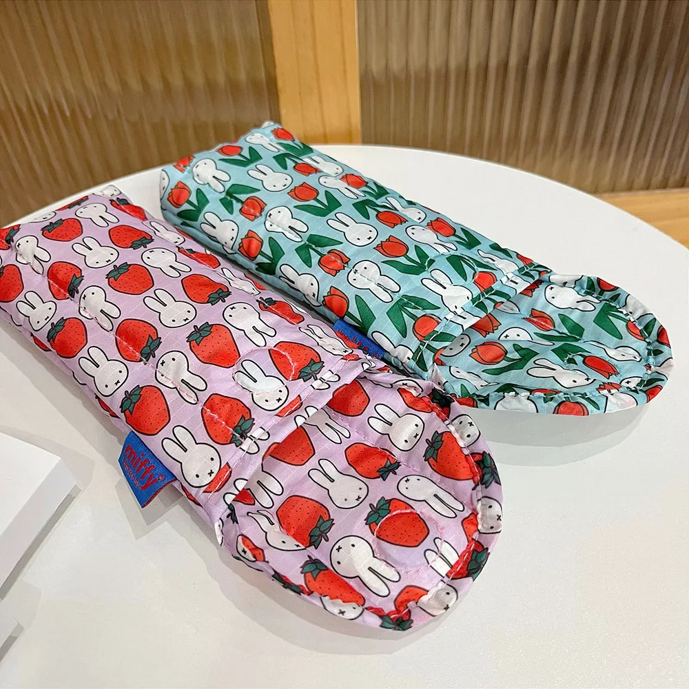 Kawaii Miffy Cute Umbrella Cartoon Rabbit Printing Cotton Clip Thickening Portable Glasses Bag Girl Gift