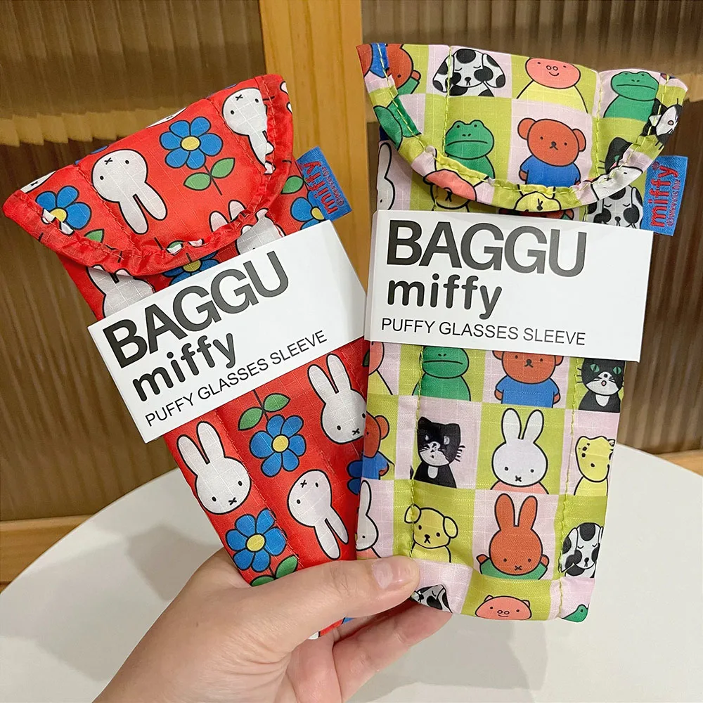 Kawaii Miffy Cute Umbrella Cartoon Rabbit Printing Cotton Clip Thickening Portable Glasses Bag Girl Gift